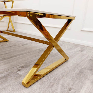 Zion Gold Coffee Table - Elegant Polar White Sintered Top, 120Cm Width Luxury Living Room Furniture - UK Luxury Furniture